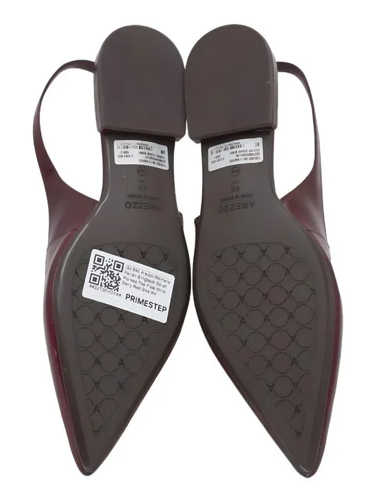 Arezzo Farrah Pointed Toe Slingback Ballet Flats Wine Berry Red 9M - Picture 6 of 6